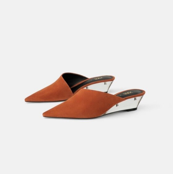 ZARA | LEATHER WEDGES - Picture 2 of 5